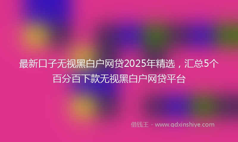最新口子无视黑白户网贷2025年精选，汇总5个百分百下款无视黑白户网贷平台