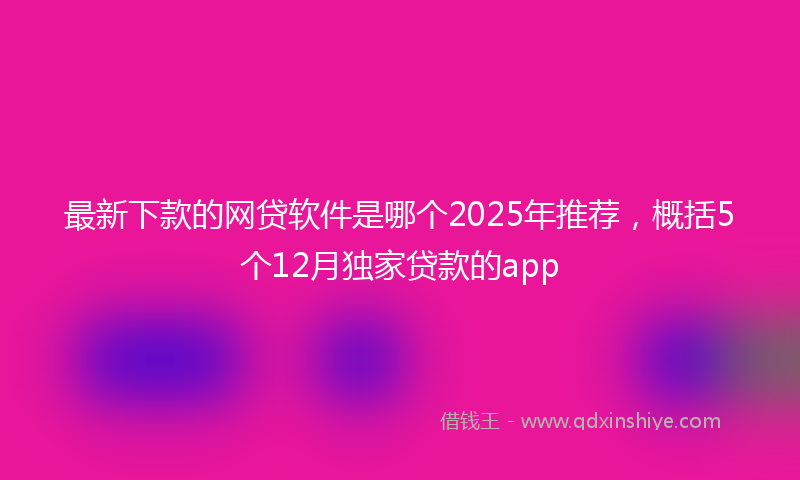 最新下款的网贷软件是哪个2025年推荐，概括5个12月独家贷款的app