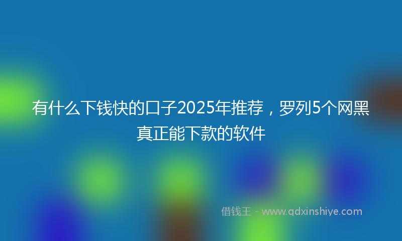 有什么下钱快的口子2025年推荐，罗列5个网黑真正能下款的软件