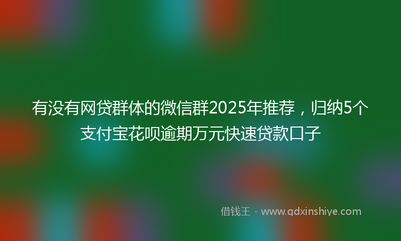 有没有网贷群体的微信群2025年推荐，归纳5个支付宝花呗逾期万元快速贷款口子