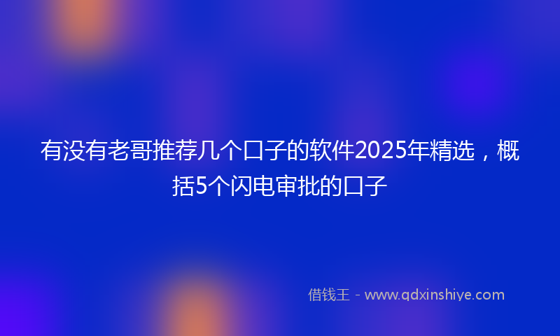 有没有老哥推荐几个口子的软件2025年精选，概括5个闪电审批的口子