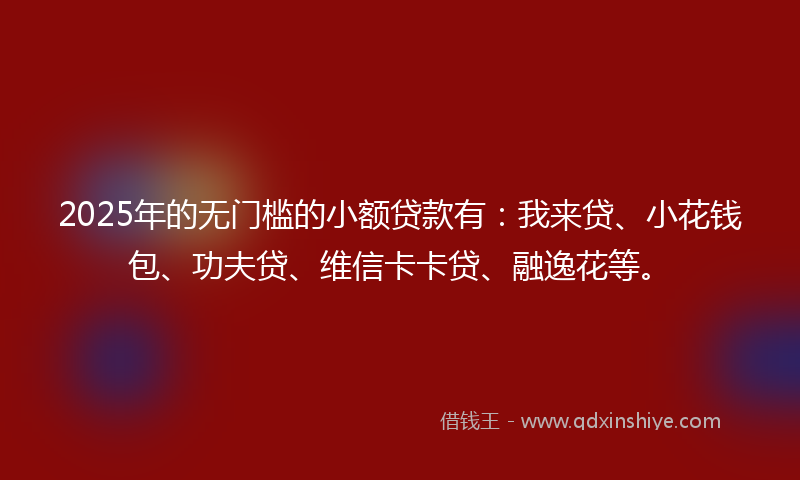 2025年的无门槛的小额贷款有：我来贷、小花钱包、功夫贷、维信卡卡贷、融逸花等。