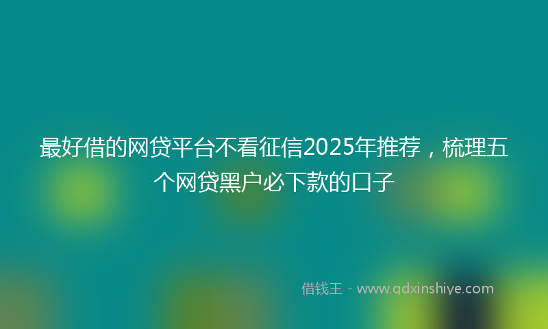 最好借的网贷平台不看征信2025年推荐，梳理五个网贷黑户必下款的口子
