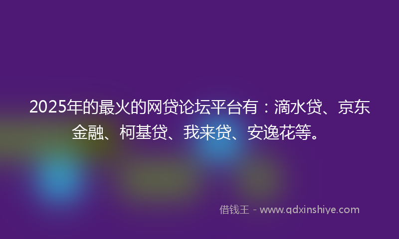 2025年的最火的网贷论坛平台有：滴水贷、京东金融、柯基贷、我来贷、安逸花等。