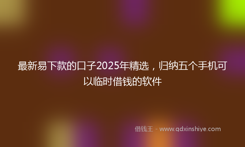 最新易下款的口子2025年精选，归纳五个手机可以临时借钱的软件
