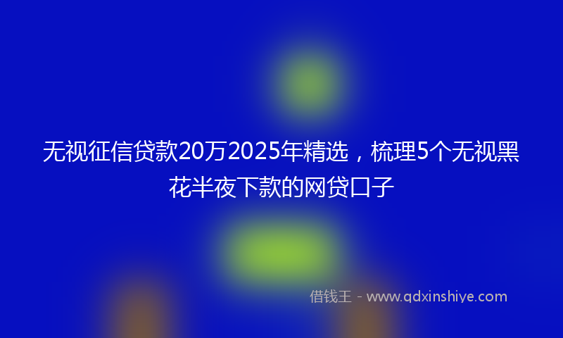 无视征信贷款20万2025年精选，梳理5个无视黑花半夜下款的网贷口子
