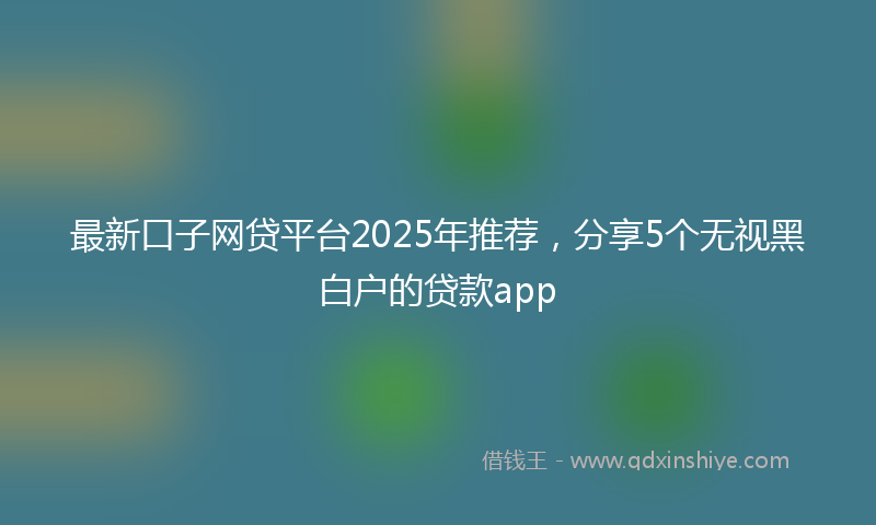 最新口子网贷平台2025年推荐，分享5个无视黑白户的贷款app