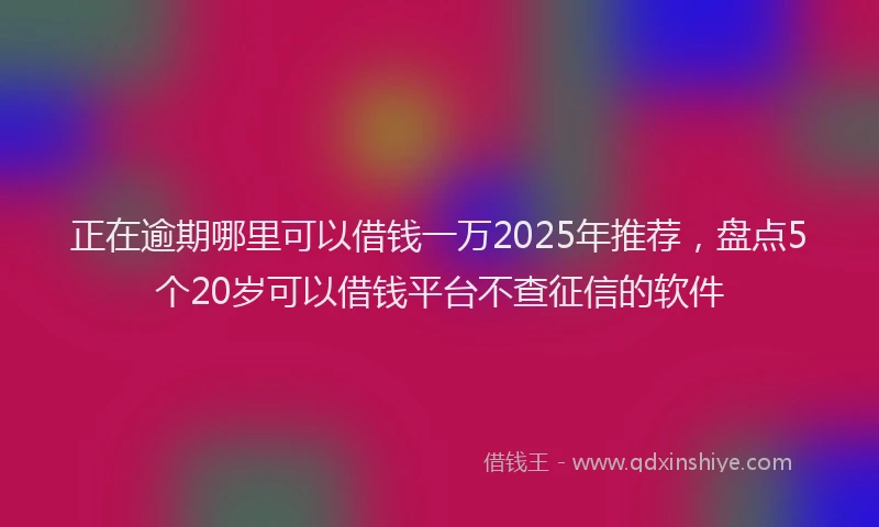 正在逾期哪里可以借钱一万2025年推荐，盘点5个20岁可以借钱平台不查征信的软件