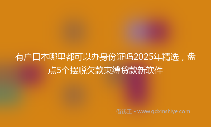 有户口本哪里都可以办身份证吗2025年精选，盘点5个摆脱欠款束缚贷款新软件