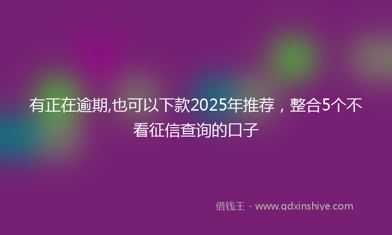 有正在逾期,也可以下款2025年推荐，整合5个不看征信查询的口子