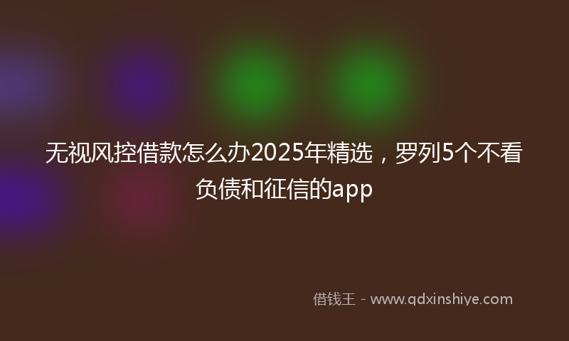 无视风控借款怎么办2025年精选，罗列5个不看负债和征信的app