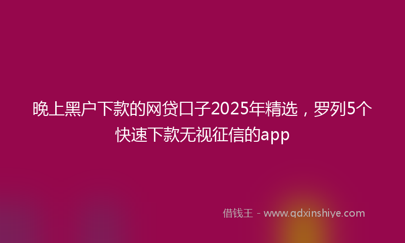 晚上黑户下款的网贷口子2025年精选，罗列5个快速下款无视征信的app