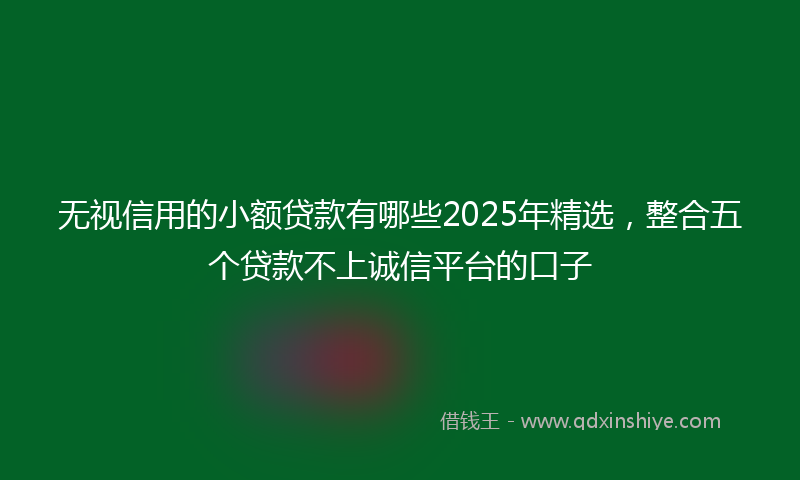 无视信用的小额贷款有哪些2025年精选，整合五个贷款不上诚信平台的口子