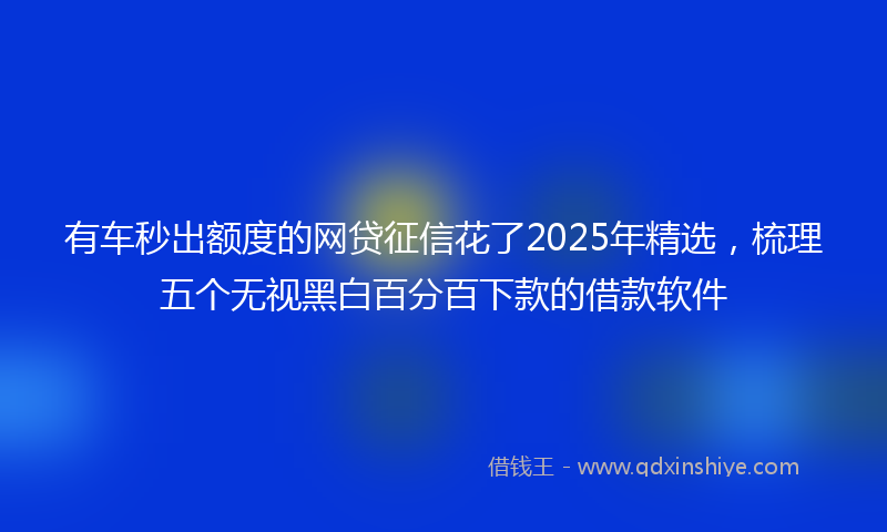 有车秒出额度的网贷征信花了2025年精选，梳理五个无视黑白百分百下款的借款软件