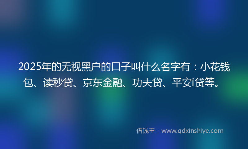 2025年的无视黑户的口子叫什么名字有：小花钱包、读秒贷、京东金融、功夫贷、平安i贷等。