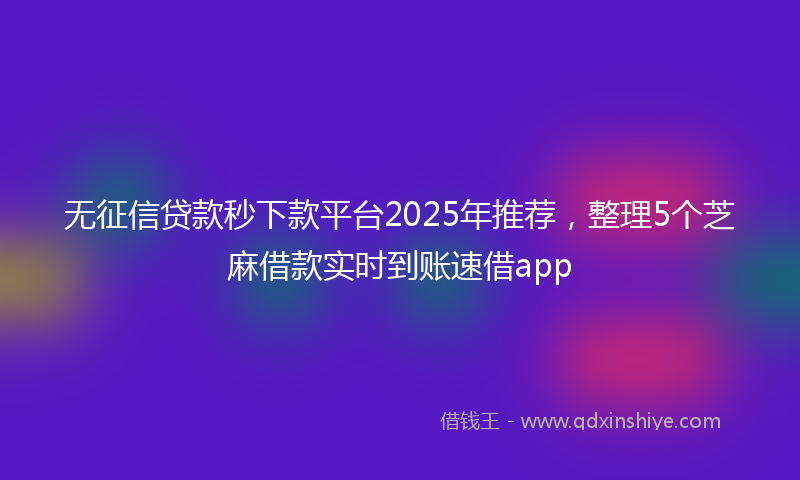 无征信贷款秒下款平台2025年推荐，整理5个芝麻借款实时到账速借app