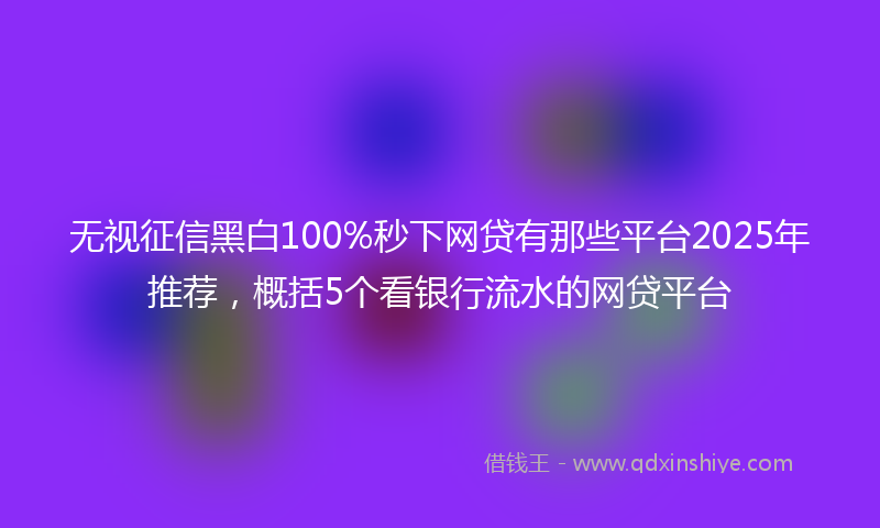 无视征信黑白100%秒下网贷有那些平台2025年推荐，概括5个看银行流水的网贷平台