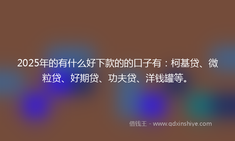2025年的有什么好下款的的口子有：柯基贷、微粒贷、好期贷、功夫贷、洋钱罐等。