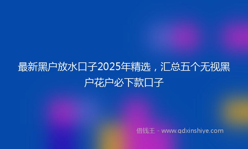 最新黑户放水口子2025年精选，汇总五个无视黑户花户必下款口子