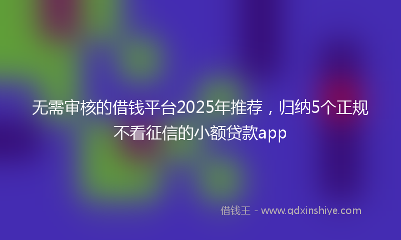 无需审核的借钱平台2025年推荐，归纳5个正规不看征信的小额贷款app