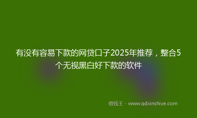有没有容易下款的网贷口子2025年推荐，整合5个无视黑白好下款的软件