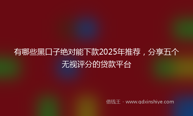 有哪些黑口子绝对能下款2025年推荐，分享五个无视评分的贷款平台