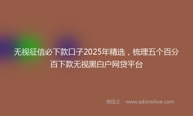 无视征信必下款口子2025年精选，梳理五个百分百下款无视黑白户网贷平台