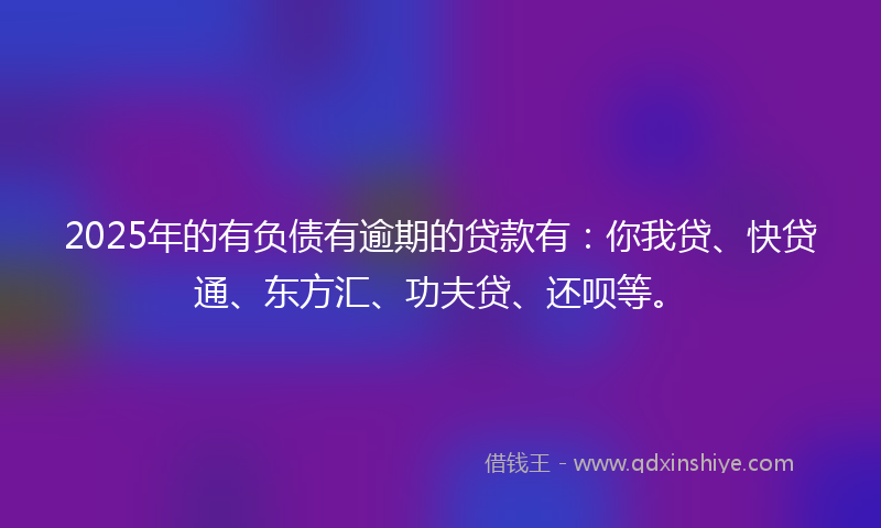 2025年的有负债有逾期的贷款有：你我贷、快贷通、东方汇、功夫贷、还呗等。