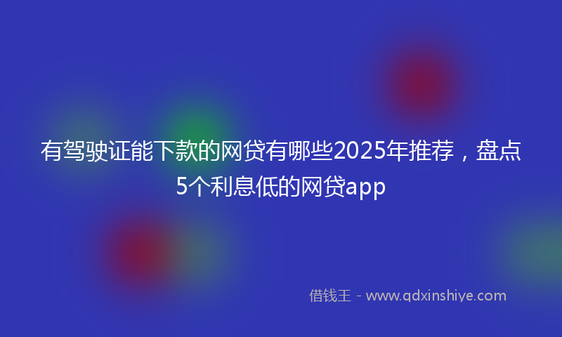 有驾驶证能下款的网贷有哪些2025年推荐，盘点5个利息低的网贷app