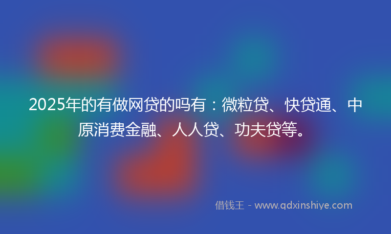 2025年的有做网贷的吗有：微粒贷、快贷通、中原消费金融、人人贷、功夫贷等。
