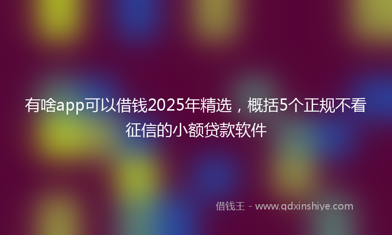 有啥app可以借钱2025年精选，概括5个正规不看征信的小额贷款软件