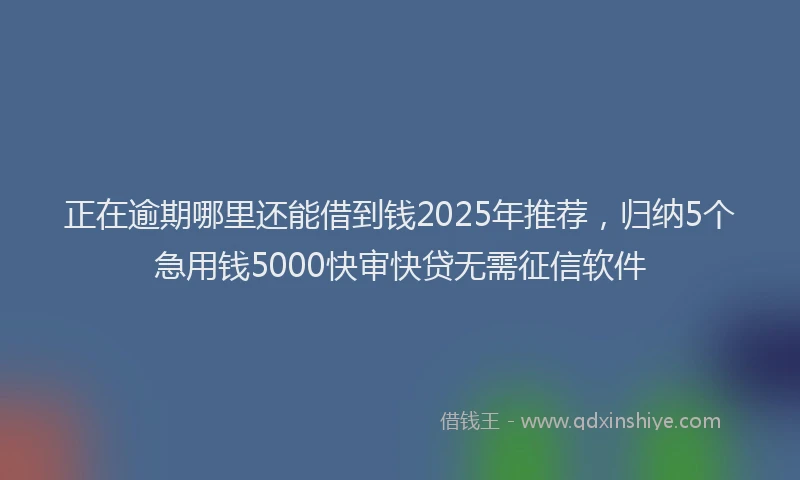 正在逾期哪里还能借到钱2025年推荐，归纳5个急用钱5000快审快贷无需征信软件