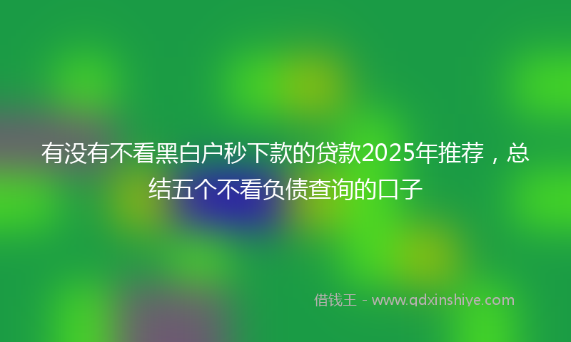 有没有不看黑白户秒下款的贷款2025年推荐，总结五个不看负债查询的口子