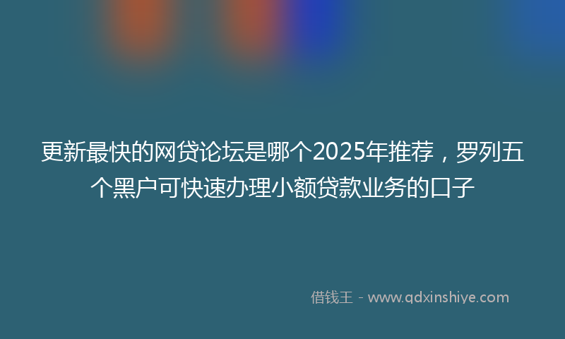 更新最快的网贷论坛是哪个2025年推荐，罗列五个黑户可快速办理小额贷款业务的口子
