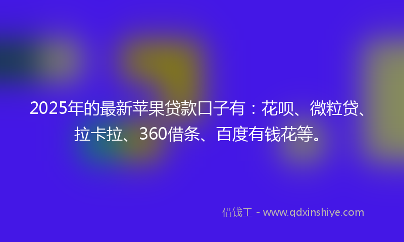2025年的最新苹果贷款口子有：花呗、微粒贷、拉卡拉、360借条、百度有钱花等。