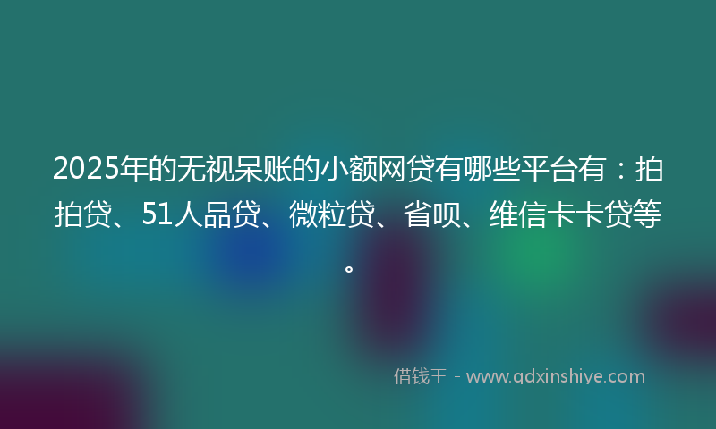 2025年的无视呆账的小额网贷有哪些平台有：拍拍贷、51人品贷、微粒贷、省呗、维信卡卡贷等。