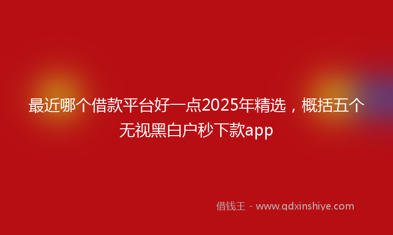 最近哪个借款平台好一点2025年精选，概括五个无视黑白户秒下款app