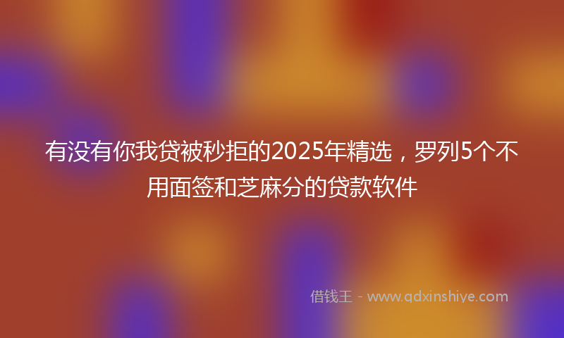 有没有你我贷被秒拒的2025年精选，罗列5个不用面签和芝麻分的贷款软件