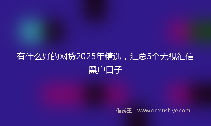 有什么好的网贷2025年精选，汇总5个无视征信黑户口子