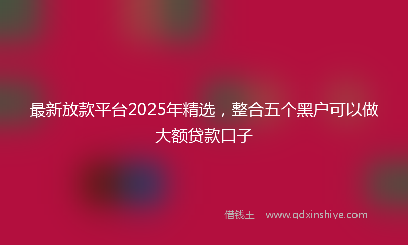 最新放款平台2025年精选，整合五个黑户可以做大额贷款口子