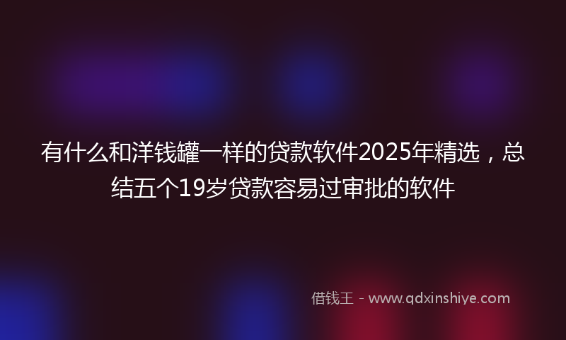 有什么和洋钱罐一样的贷款软件2025年精选，总结五个19岁贷款容易过审批的软件