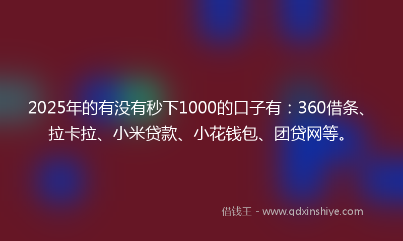 2025年的有没有秒下1000的口子有：360借条、拉卡拉、小米贷款、小花钱包、团贷网等。