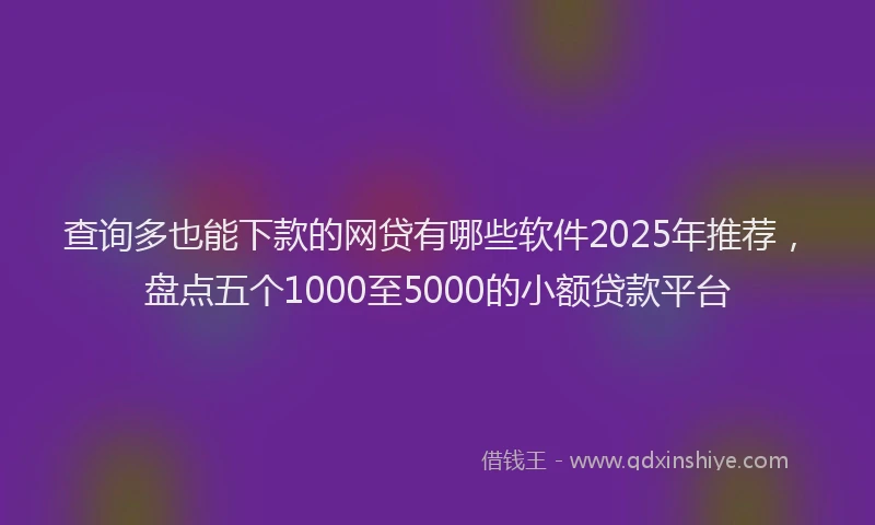 查询多也能下款的网贷有哪些软件2025年推荐，盘点五个1000至5000的小额贷款平台
