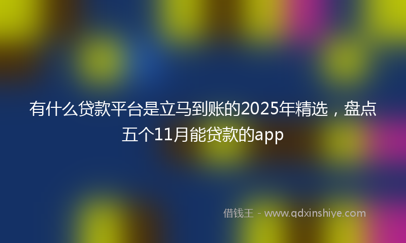 有什么贷款平台是立马到账的2025年精选，盘点五个11月能贷款的app