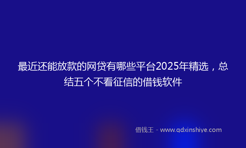 最近还能放款的网贷有哪些平台2025年精选，总结五个不看征信的借钱软件