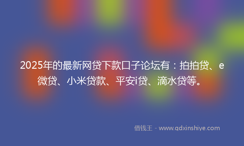 2025年的最新网贷下款口子论坛有：拍拍贷、e微贷、小米贷款、平安i贷、滴水贷等。