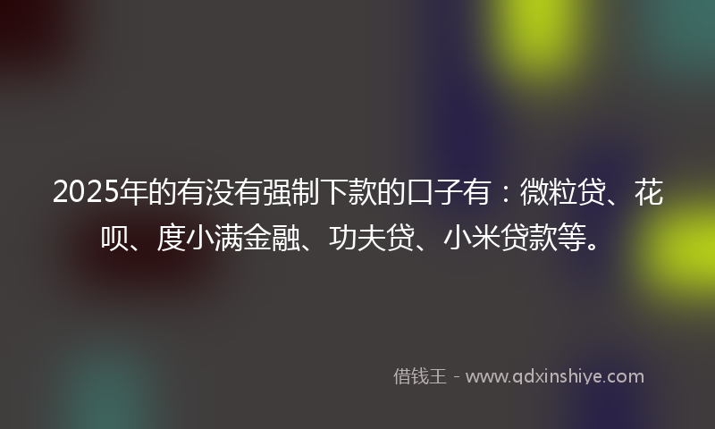 2025年的有没有强制下款的口子有：微粒贷、花呗、度小满金融、功夫贷、小米贷款等。