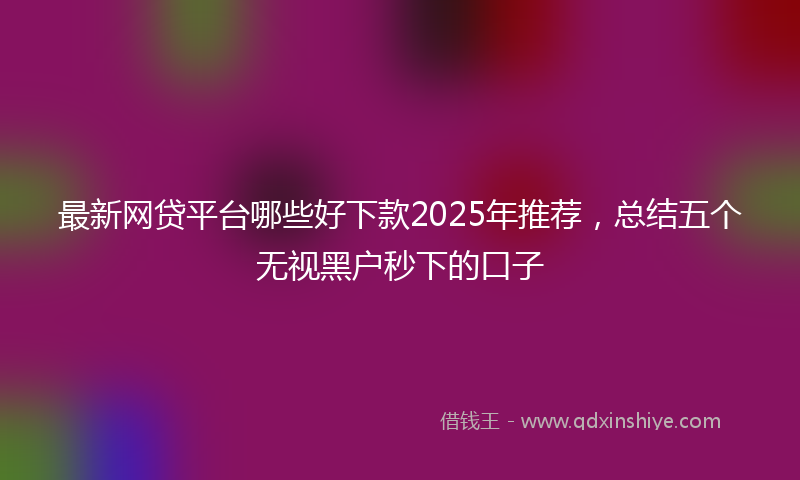 最新网贷平台哪些好下款2025年推荐，总结五个无视黑户秒下的口子