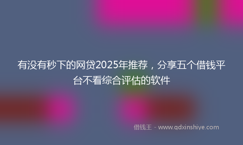 有没有秒下的网贷2025年推荐，分享五个借钱平台不看综合评估的软件