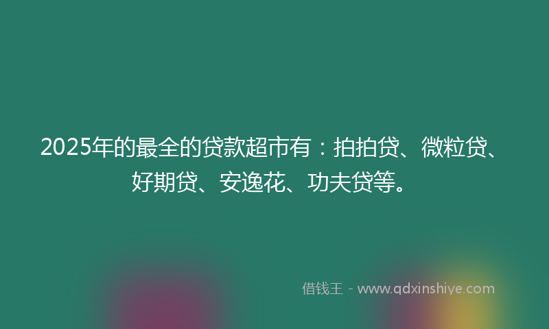 2025年的最全的贷款超市有：拍拍贷、微粒贷、好期贷、安逸花、功夫贷等。